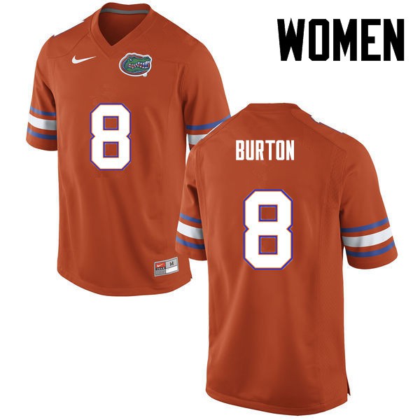 Florida Gators Women #8 Trey Burton College Football Jersey Orange